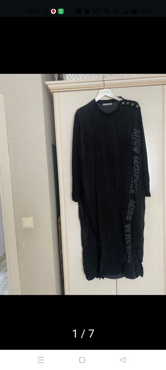 Siyah Uzun Kollu Salaş Kadın Elbise - Görsel 2