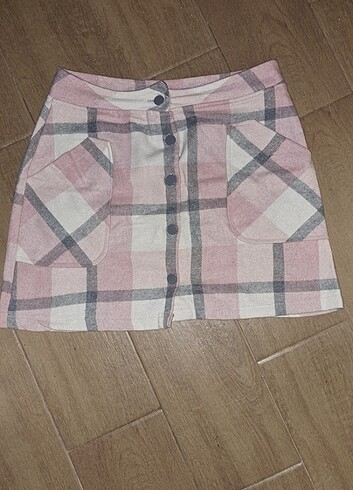 Pembe gri kaşe etek 