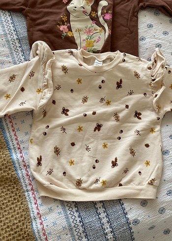 Kız Çocuk Pamuklu Renkli Çiçekli Sweatshirt