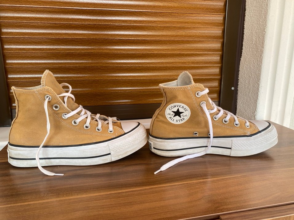 Bej Converse Platform Topuklu Spor Ayakkabı - Görsel 4