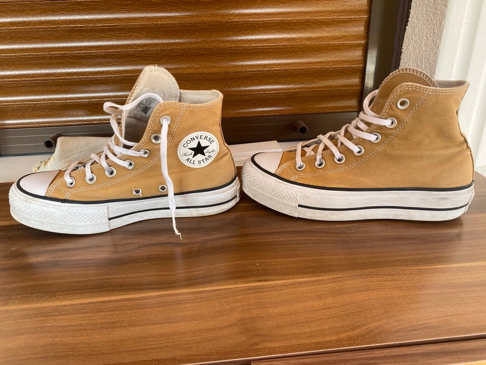 Bej Converse Platform Topuklu Spor Ayakkabı - Görsel 2