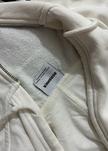 Beyaz Kapüşonlu Sweatshirt - Görsel 2