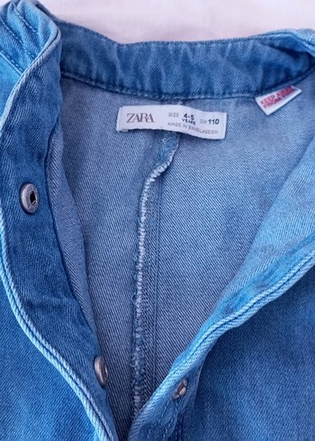 5 Yaş Beden Kız Çocuk Mavi Denim Uzun Kollu Tulum