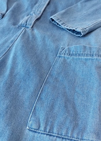 Zara Kız Çocuk Mavi Denim Uzun Kollu Tulum