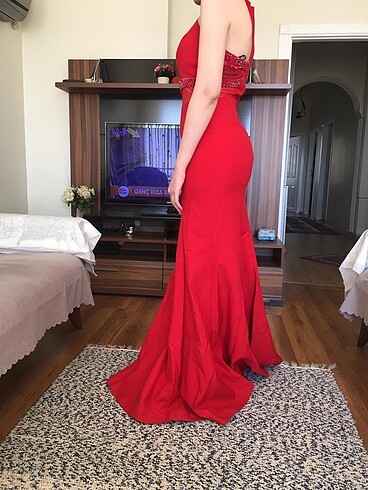 Taş Boncuk Detaylı Uzun Abiye - Görsel 2