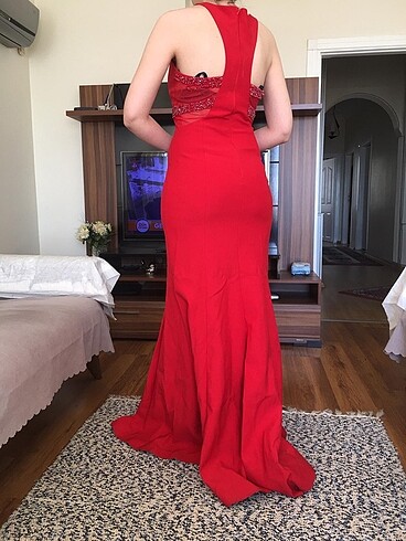 Taş Boncuk Detaylı Uzun Abiye - Görsel 4