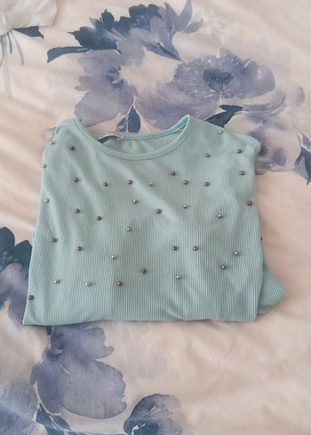 Dior Uzun Kollu bebe mavi Payetli Tunik