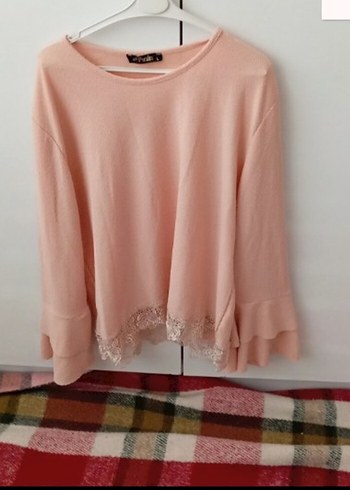 Pembe Uzun Kollu Triko Bluz