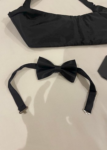 Siyah damatlık papyon bel kemeri takımı - Görsel 3