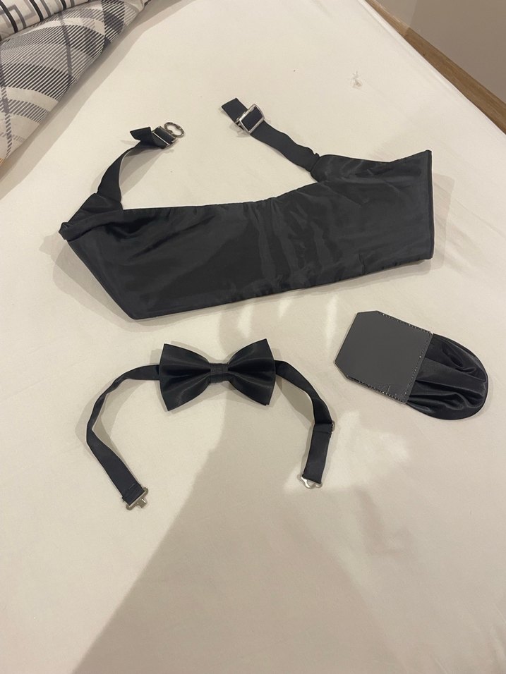 Siyah damatlık papyon bel kemeri takımı - Görsel 2
