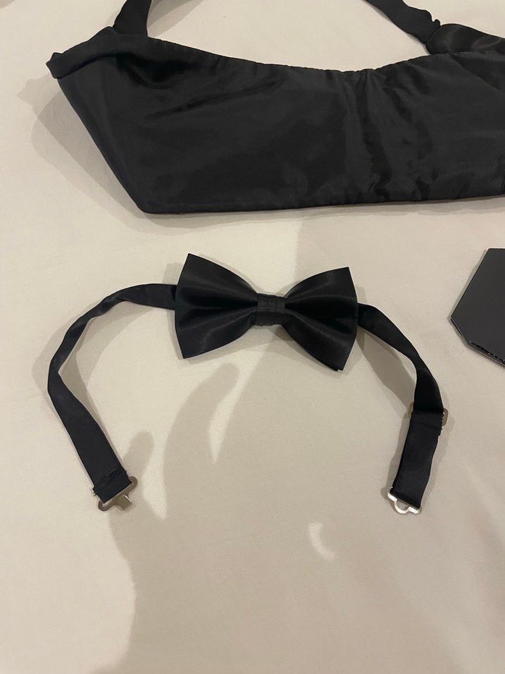 Siyah damatlık papyon bel kemeri takımı - Görsel 3