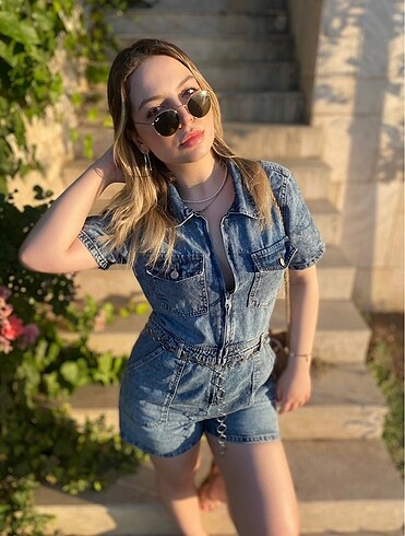 Trendyolmilla kısa denim tulum