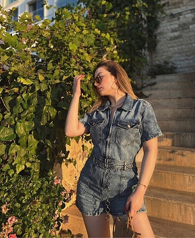 Trendyol & Milla Trendyolmilla kısa denim tulum