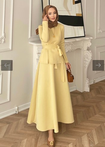 Sarı Kemerli Modern Klasik Kadın Takım - Görsel 3