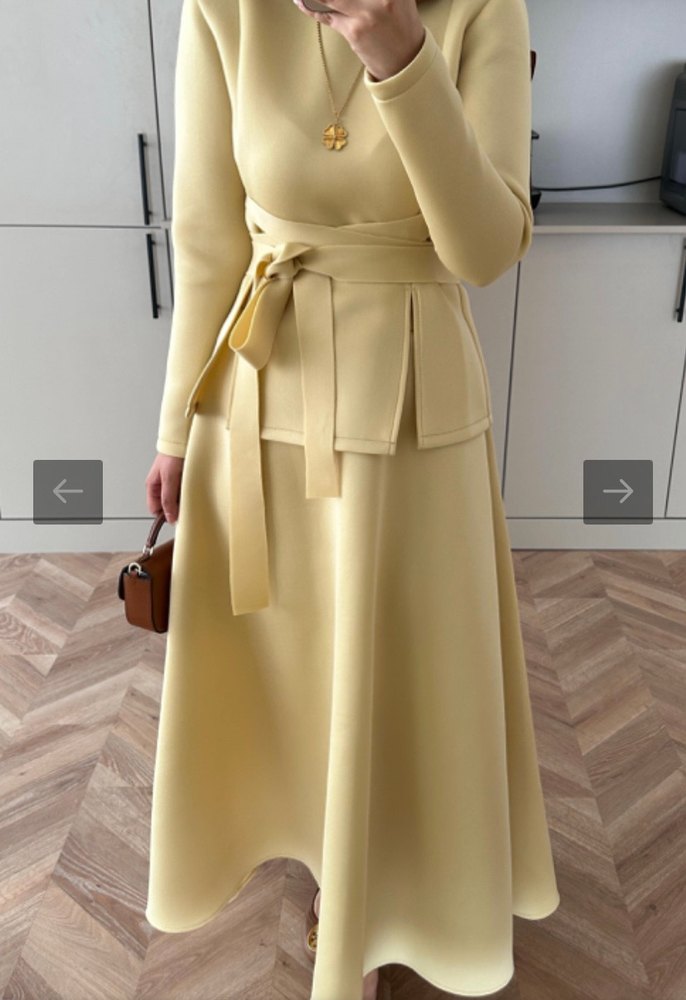 Sarı Kemerli Modern Klasik Kadın Takım - Görsel 2