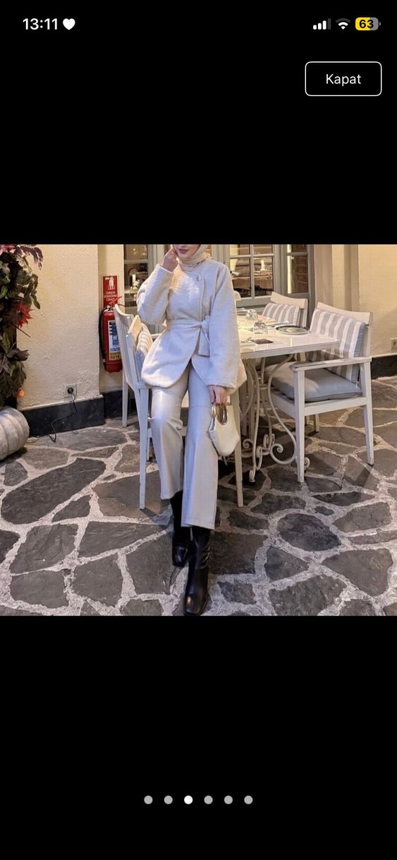 Kemerli Uzun Kollu Kadın Ceket - Görsel 3