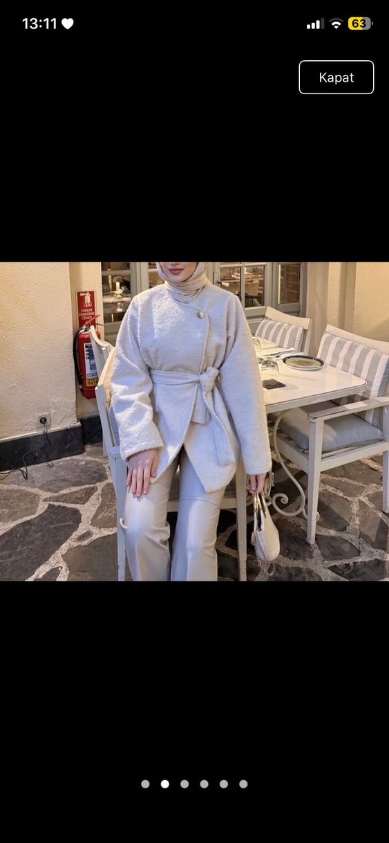 Kemerli Uzun Kollu Kadın Ceket - Görsel 2