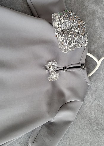 Gri Pullu Uzun Kollu Kız Bebek Elbise ve Ayakkabı - Görsel 3