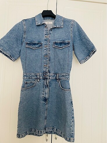 36 Beden mavi Renk Mango denim elbise