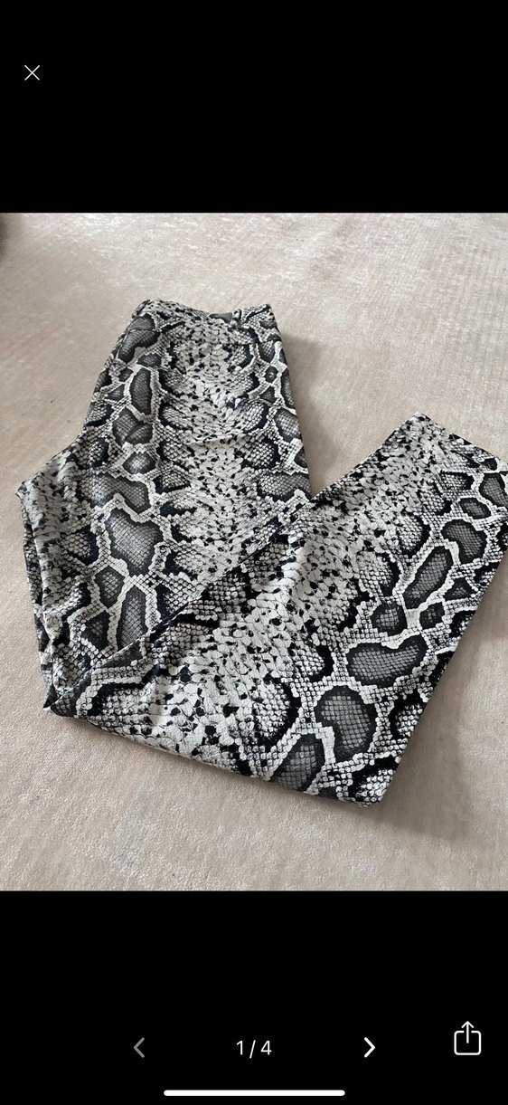 Gri Yılan Desenli Salaş Pantolon - Görsel 2