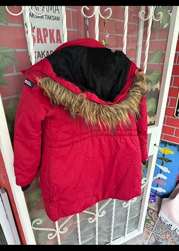 Erkek-kıZ çocuk  Kırmızı Düğmeli Street Wear Kaban - Görsel 6