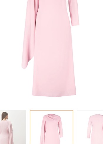 Pembe Uzun Kollu Drapeli Kadın Elbise