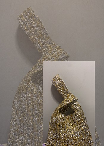 Parlak Altın Renkli Yılan Desenli Kadın El Çantası - Görsel 5