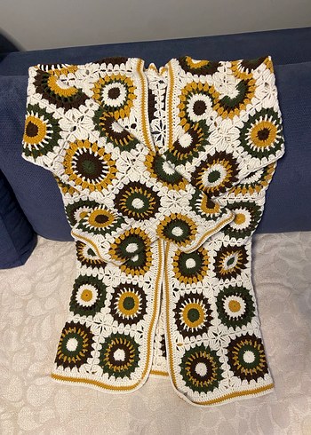 Renkli Örgü Bohem Midi Hırka - Görsel 3