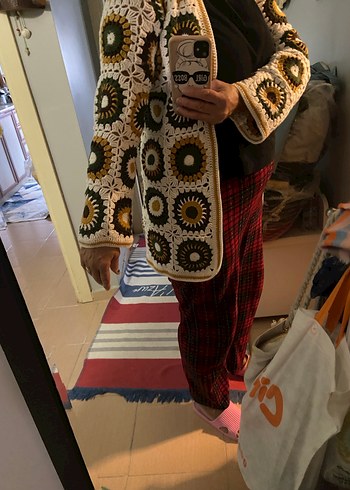 Renkli Örgü Bohem Midi Hırka - Görsel 6