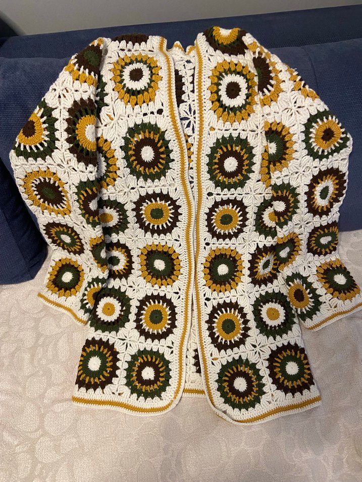 Renkli Örgü Bohem Midi Hırka - Görsel 2