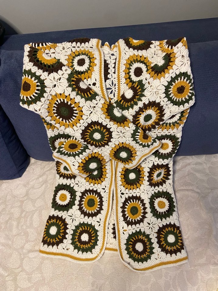 Renkli Örgü Bohem Midi Hırka - Görsel 3