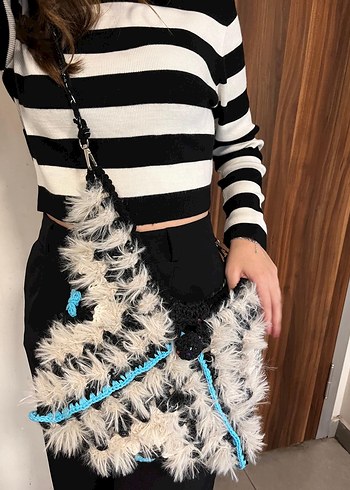 Bohem Çok Renkli Örgü Kadın Hırka - Görsel 7