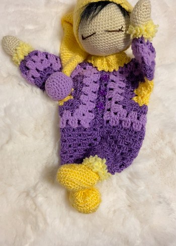 Mor renkli el örgüsü oyuncak bebek - Görsel 7