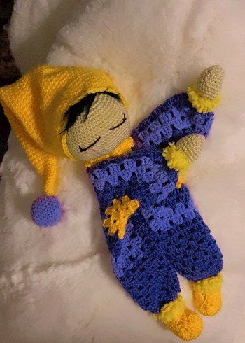 Mor renkli el örgüsü oyuncak bebek - Görsel 2