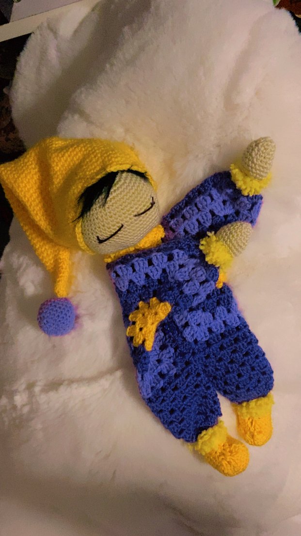 Mor renkli el örgüsü oyuncak bebek - Görsel 2