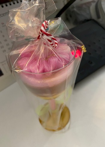 Pastel Pembe Katmanlı Mum - Görsel 5