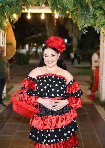 Kırmızı Puantiyeli Straplez Roman kıyafeti - Görsel 3