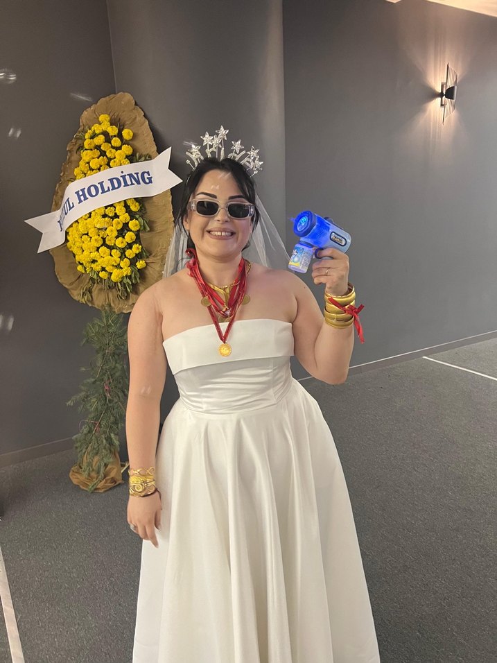 Askılı Beyaz Uzun A-Line Gelinlik - Görsel 2