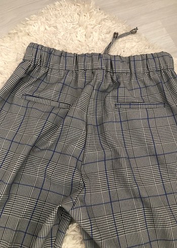 Gri Ekose Mini Kadın Kumaş Pantolon