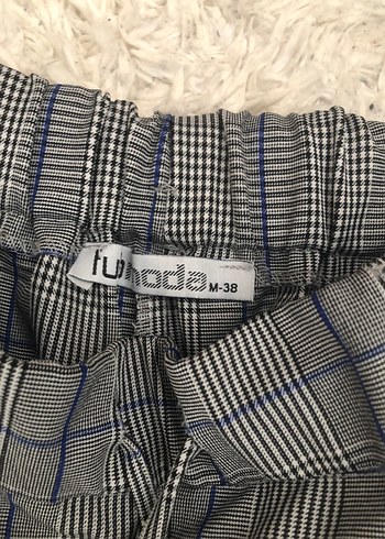 38 Beden gri Renk Gri Ekose Mini Kadın Kumaş Pantolon