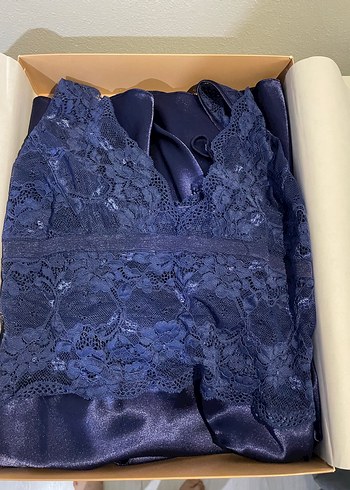 42 Beden Pierre Cardin Lacivert Saten Kadın Pijama Takımı