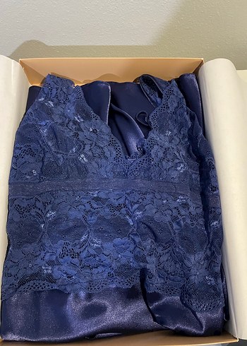 42 Beden lacivert Renk Pierre Cardin Lacivert Saten Kadın Pijama Takımı