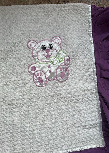 Nakışlı Gri Örgü Bebek pike - Görsel 3