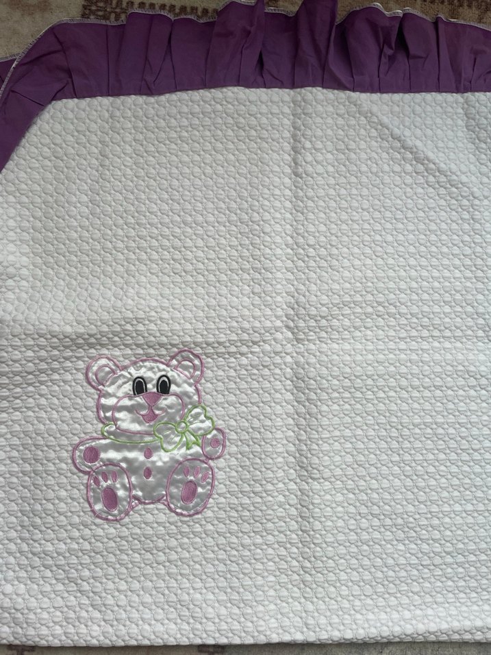 Nakışlı Gri Örgü Bebek pike - Görsel 2