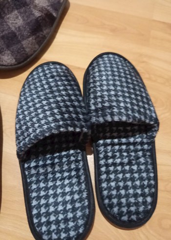 Erkek Gri Ekoseli Örgü Ev Terlikleri - Görsel 5