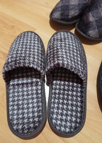 Erkek Gri Ekoseli Örgü Ev Terlikleri - Görsel 6