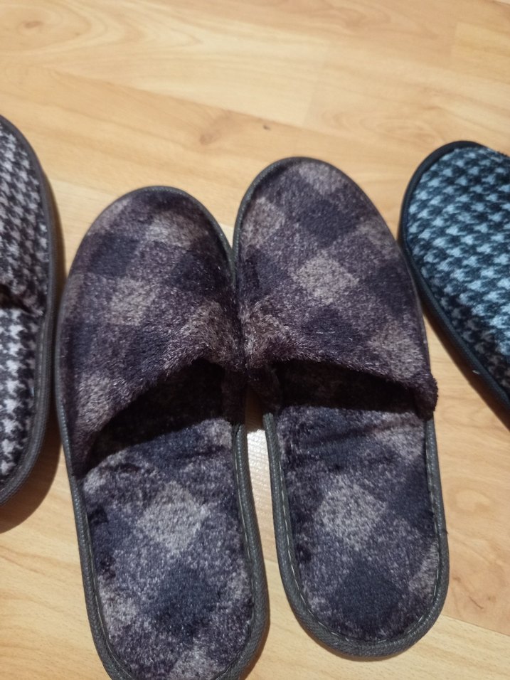 Erkek Gri Ekoseli Örgü Ev Terlikleri - Görsel 4