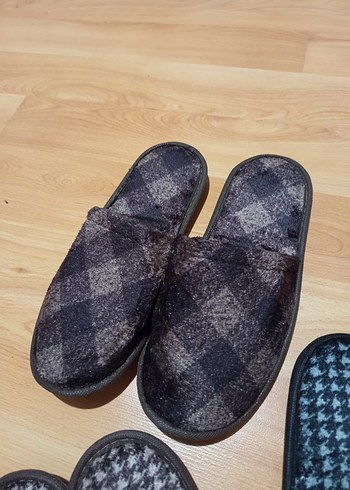 Erkek Gri Ekose Örgü Ev Terlikleri - Görsel 7