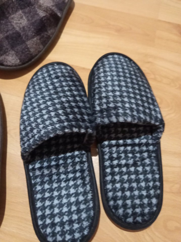 Erkek Gri Ekose Örgü Ev Terlikleri - Görsel 5