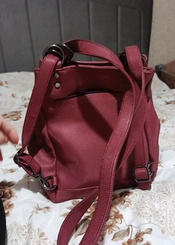 Bordo Deri Fermuarlı Kadın Çanta - Görsel 2